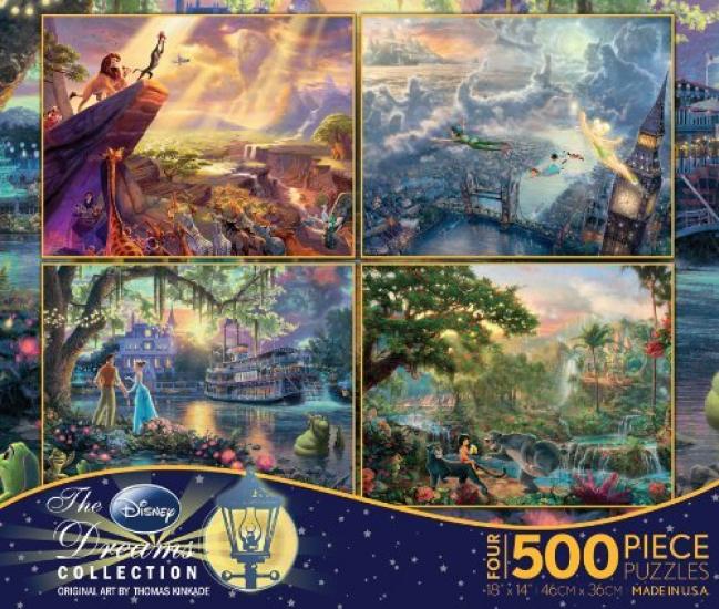 Disney Classic Puzzle Set 500 Pieces x 4 [Lion King] [Tinkerbell and Peter Pan] [Princess and the Magic Kiss] [Jungle Book] (Used) [Used]