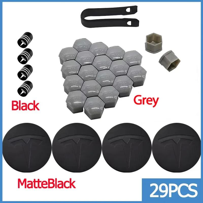 25pcs 29pcs 56mm Matte Black Car Wheel Center Hub Caps for Tesla Model 3 Y S X Tire Lug Nut Protective Covers Styling Decoration