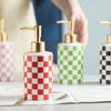 Ceramic Checkerboard Lotion Bottle Hand Sanitizer Bath Gel Separate Bottle Household Lotion Press Bottle Soap Dispenser