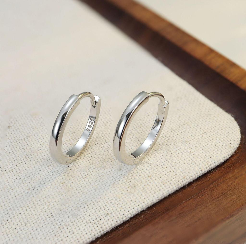 925 Sterling Silber Luxus Schlichte Creolen Ohrringe - Damen Leichte, Hochwertige Ohr Manschetten und Creolen