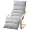 Lounge Chair Made of Birch Wood, Upholstered Armchair with Adjustable Footrest, Modern Armchair, Light Gray
