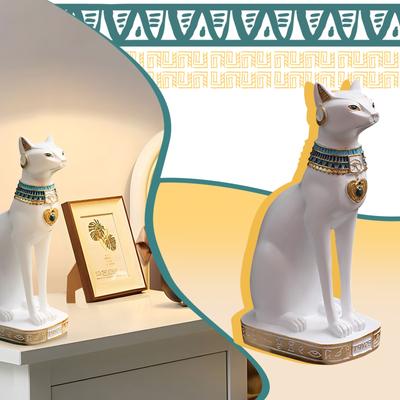 Ancient Egypt, Egyptian Bastet Cats Statue Collectible Sculpture Cat Tall Resin Figurines Room Ornament Halloween Mummy Decor Crafts Cute