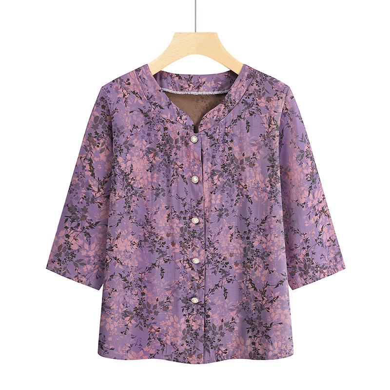 

Grandma s Summer Print Two-Piece Set - Casual Suit for Women 60 & 70+ 2XL