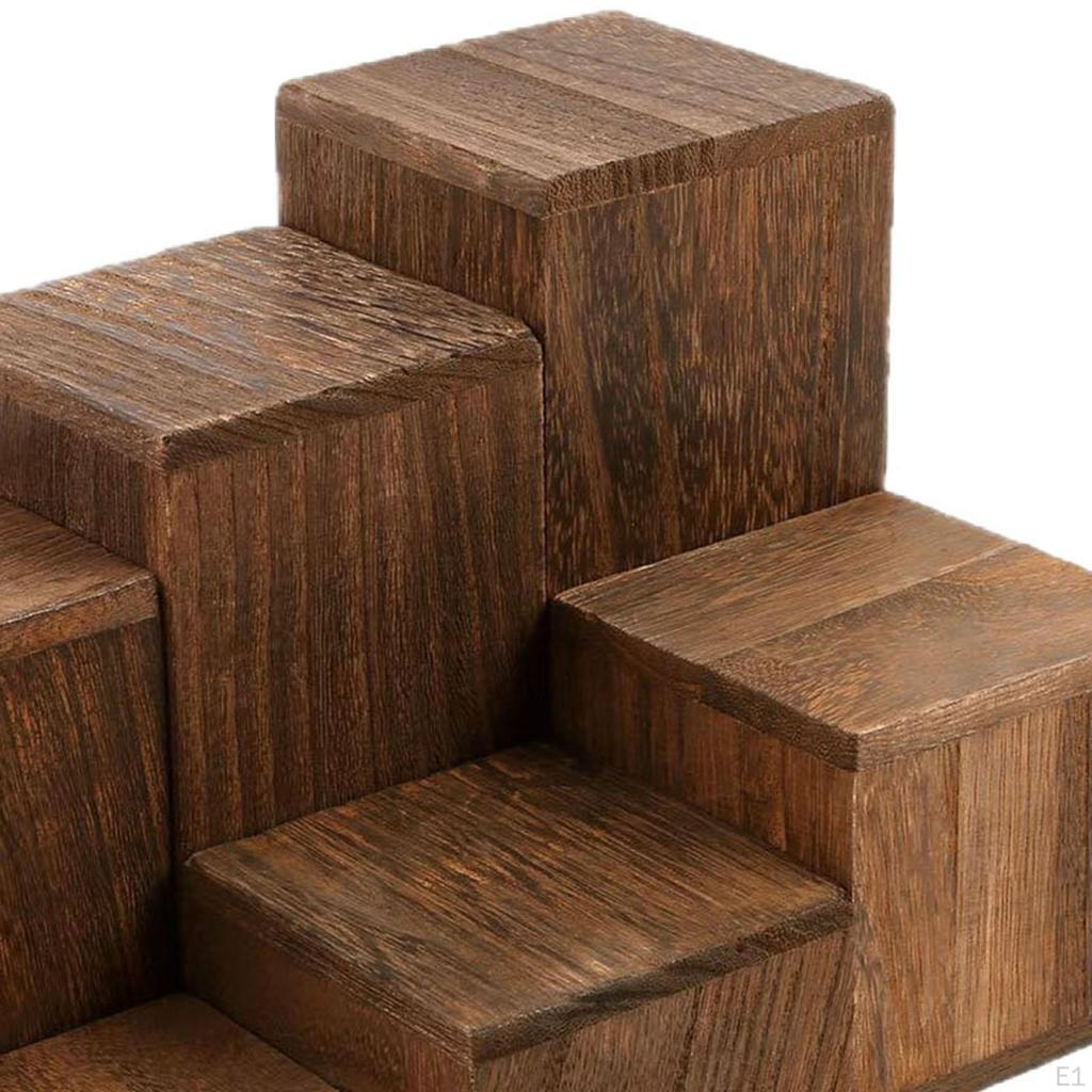 6 Pieces Wooden Square Cupcake Stand Holder Dessert Shelf Perfume Organizer for Candles