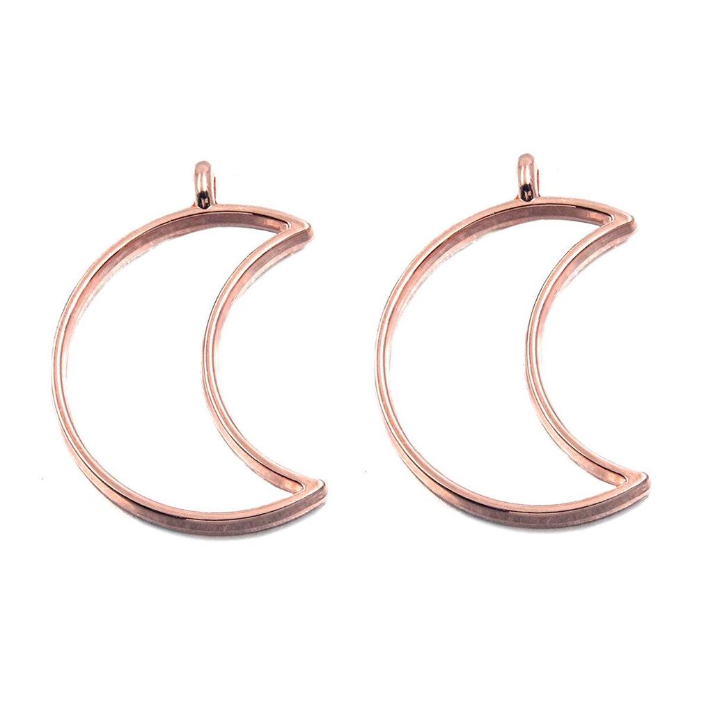 Rose Gold Geometric Heart & Moon Epoxy Keychain Pendants - 17 Designs