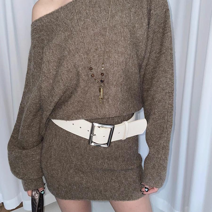 Korean Version of Women's Wide Belt, Anti-suede Imitation Suede Square Pin Buckle, Belt Seal with Coat Simple