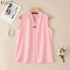 ZANZEA Women Casual V-Neck Solid Color Sleeveless Vest Tops