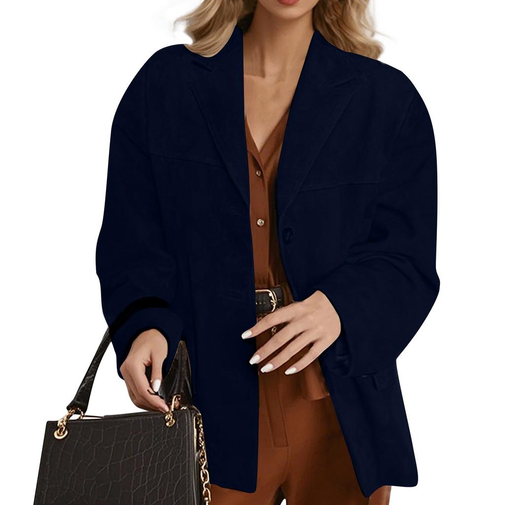 Women's Fashionable And Elegant Retro Loose Pocket Long-Sleeved Coat