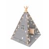 Kinder-Tipi GINGER HOME Kleine Sterne, Baumwolle, Sternengrau, Gepolsterte Matte, Kissen und LED-Lichterkette, 120x120x160 cm