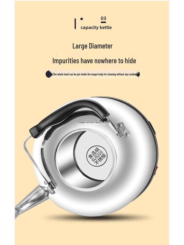 Elektrischer Wasserkocher aus Edelstahl mit großem Fassungsvermögen, automatischer Abschaltung und Pfeife