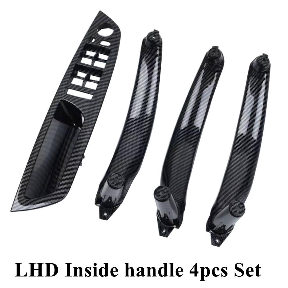 LHD Car Interior Door Carbon Fiber Pull Handle Armrest Cover Trim For BMW X5 X6 E70 E71 2007-2013