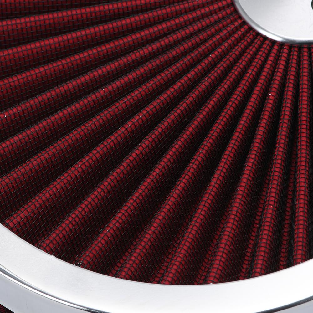 12"x2" Oval Air Cleaner Filter Assembly 5-1/8" Carb Neck W/ Flow-Thru Lid High Flow Chrome for GMC Chevy Ford Chryler Dodge Red
