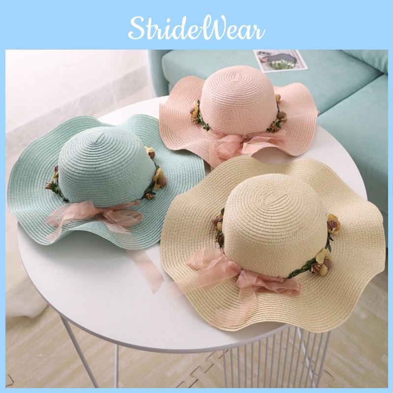 Summer Wide Brim Sun Hat For Women With Breathable Paper Material And Flower Design For Beach And Outdoor Travel
