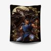 Dark Fantasy Warrior Tapestry  Intricate Mythical Design Perfect for Game Room or Man Cave Decor Large Wall Hanging Artwork