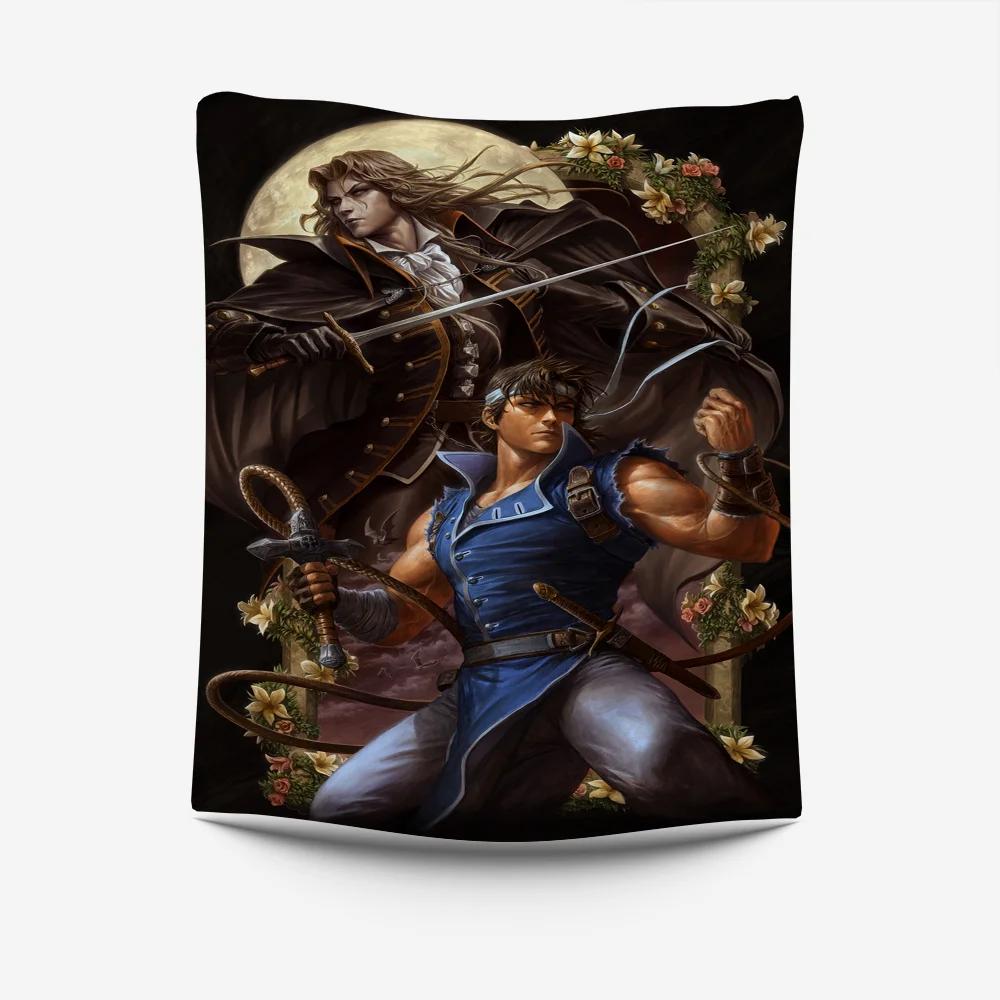 Dark Fantasy Warrior Tapestry  Intricate Mythical Design Perfect for Game Room or Man Cave Decor Large Wall Hanging Artwork