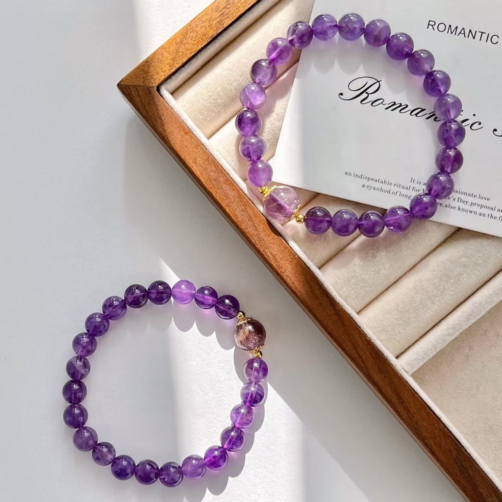 Retro High Quality Natural Amethyst Purple Ghost Design Bracelet Bracelet.