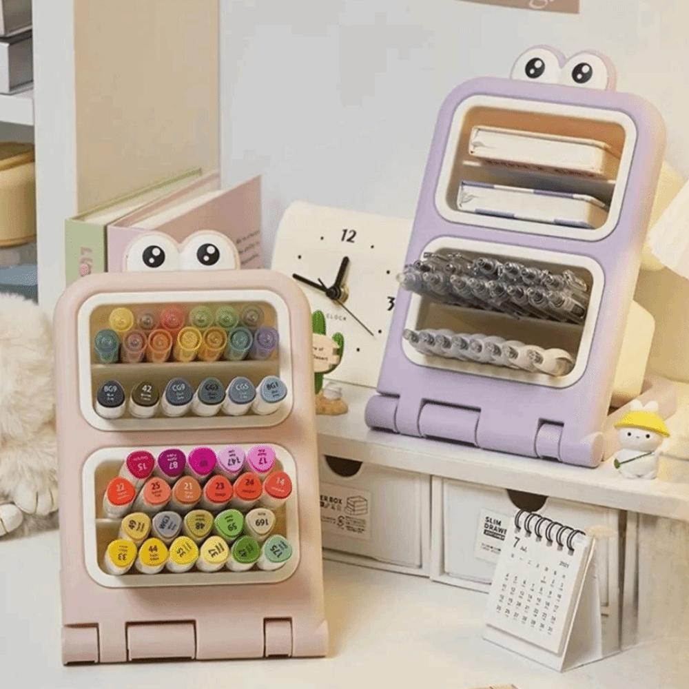 Large Capacity Desktop Slanting Organizer Cartoon Slanted Pen Holder Cosmetics Storage Box  Office