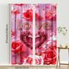 2PCS Pink Purple 'LOVE' Rose Curtains   Confession Style   Valentine's Day   Bedroom Living Room   Pull up Pocket Style