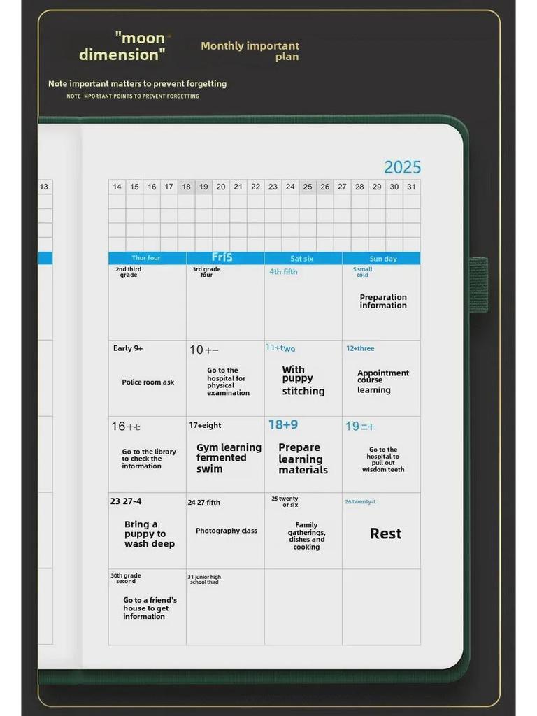 Benutzerdefinierter 2025 Kalender-Notizbuch mit Effizienzplaner, Gummiband und Logo-Optionen