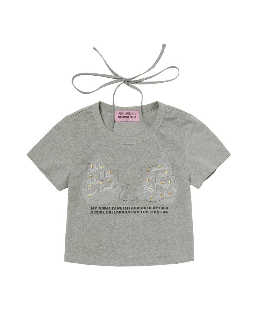 Gillaakaibeu P&G Halter Strap Crop Top_Grey