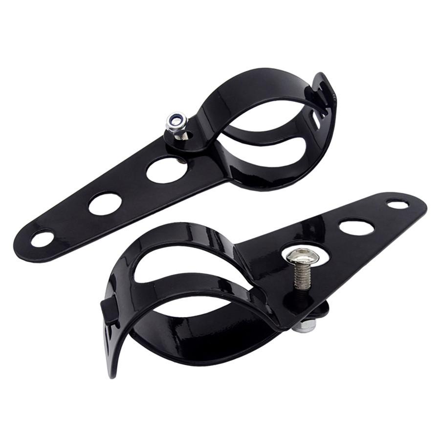 Headlight Housing  7" Black Aluminum Motorcycle Headlight Cover Housing  Mount Brackets Fork Ear  Headlamp Holder Kit  Universal