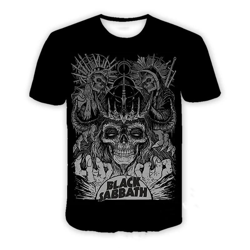Tricou casual cu mânecă scurtă cu mânecă scurtă, imprimeu 3D, BLACK SABBATHE, cu model rock, pentru îmbrăcăminte pentru bărbați și femei, tricou de vară hip hop