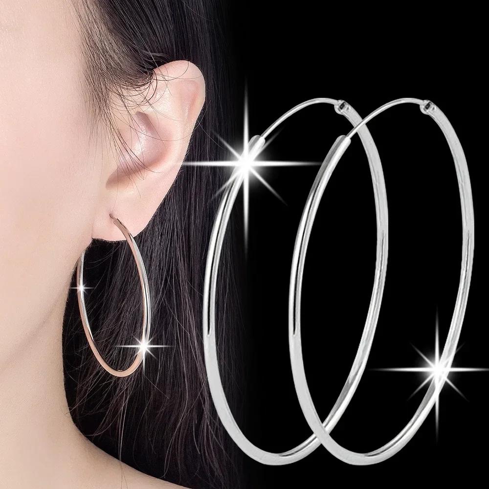 Copper Round Hoop Earrings For Women temperament lady 5/6CM Diameter wedding party Fashion Jewelry Christmas Gifts
