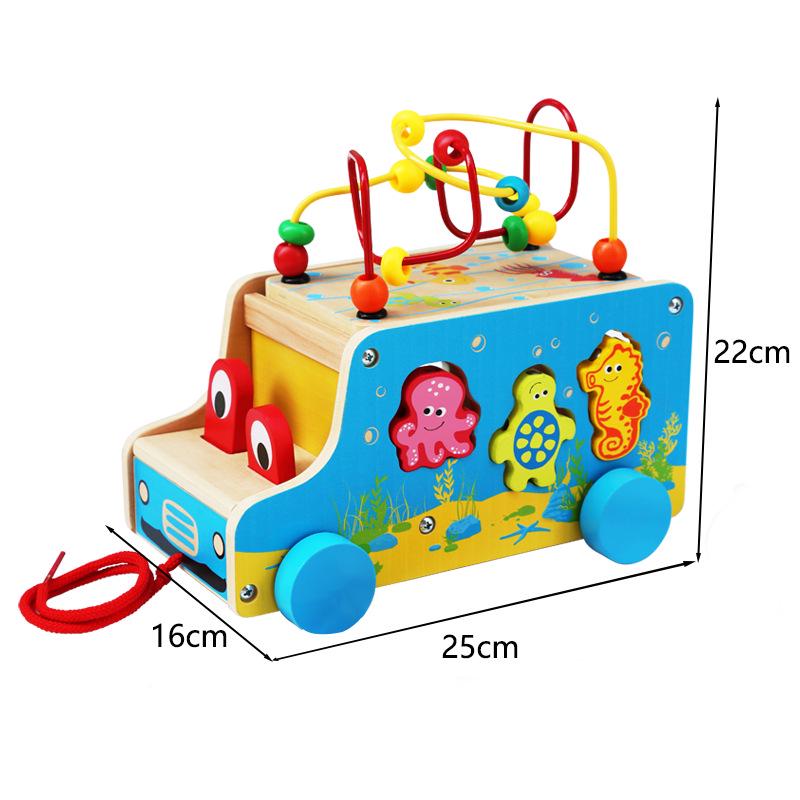 Multifunctional Wooden Early Education Maze and Bead Box for Children Ages 1-3