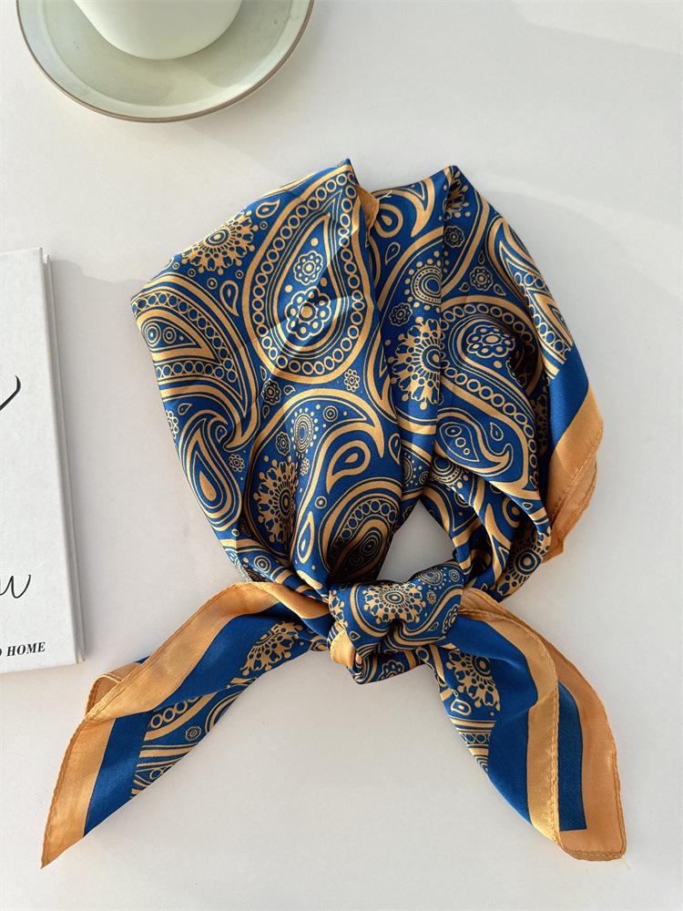 New Small Square Scarf Simple High-end Cashew Flower Waist Silk Scarf Women's High-end Fashion Versatile Belt Accessories