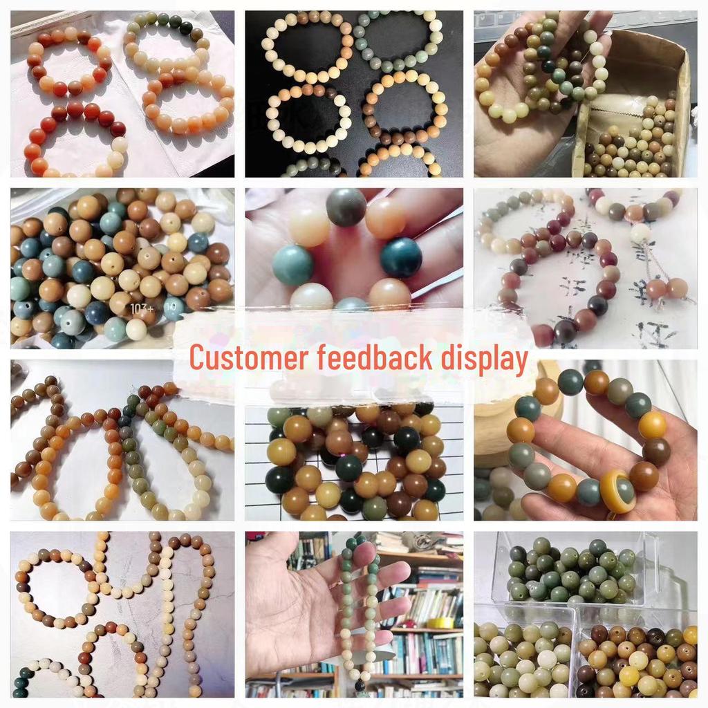 Bodhi Root Rainbow Candy Weathered Green Yin Beads for DIY Buddhist Rosaries