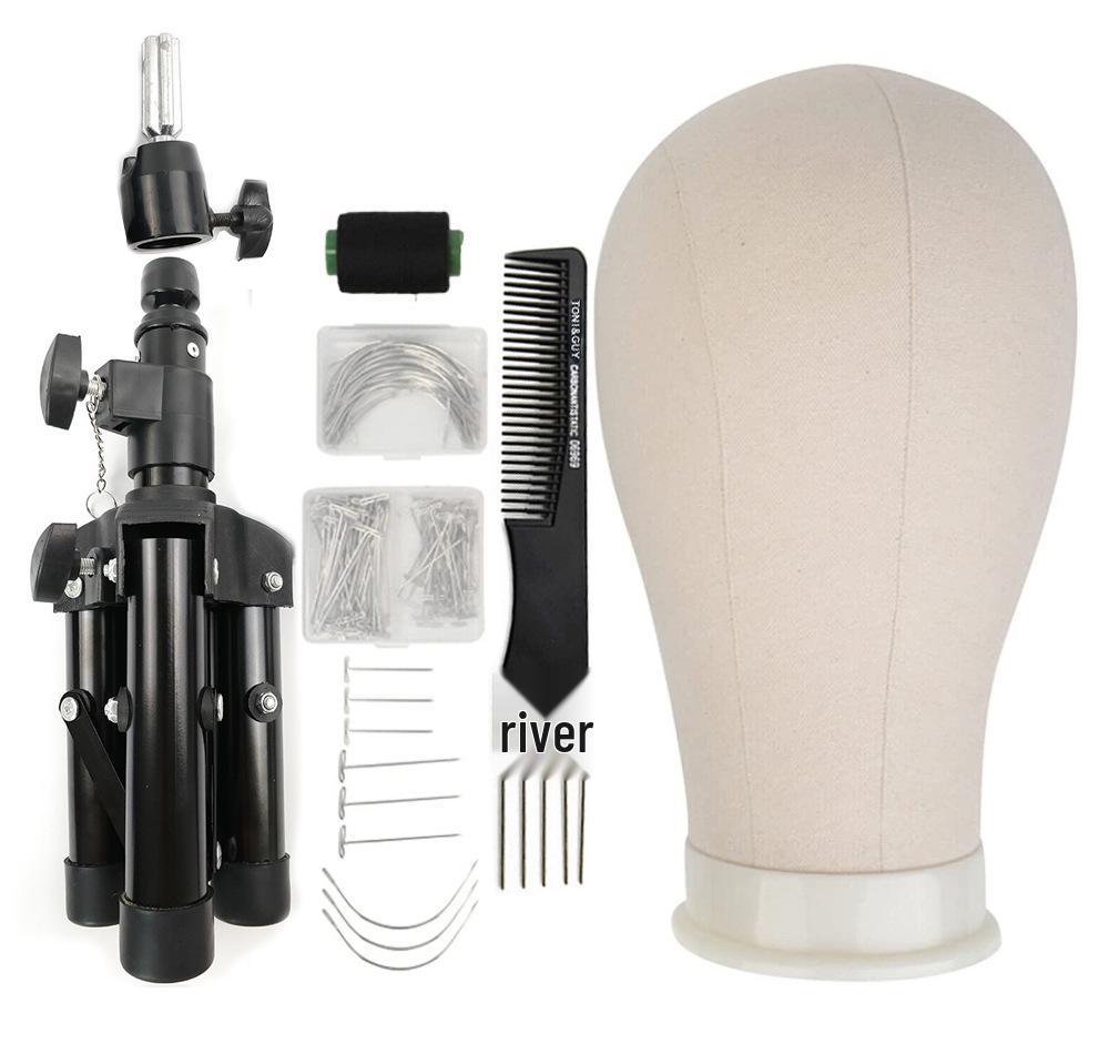 

Fabric-Covered Canvas Head Mold for Wig Display and Pin Insertion 21-inch Head Circumference