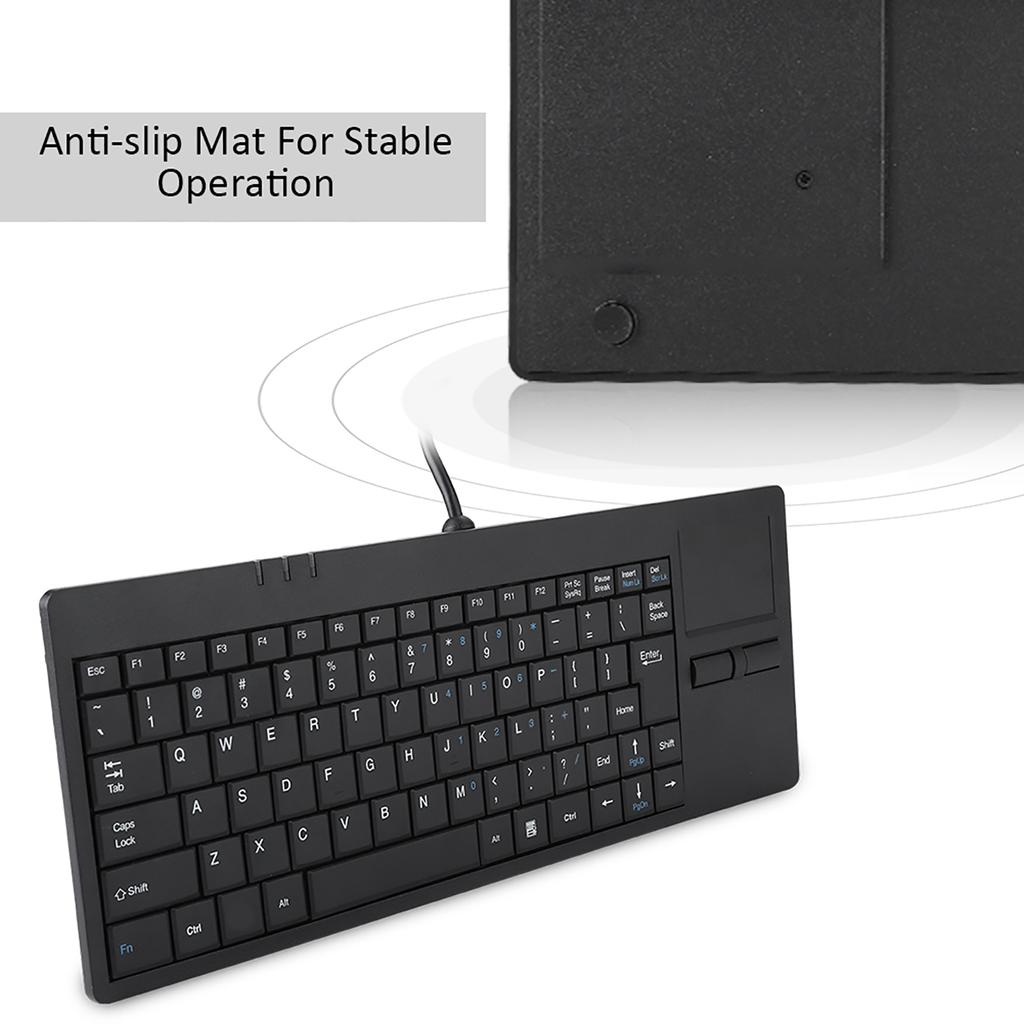 Kabelgebundene USB-Tastatur mit integriertem Touchpad-Hub-Anschluss, 86 Tasten, Stummschaltung, ultradünne Tastatur für Notebook-Schreibtisch