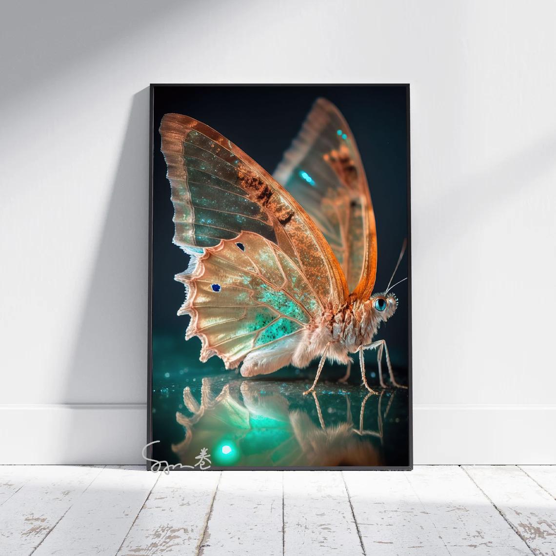 

Красочный неоновый постер с бабочкой, печать на холсте, фантазия, прозрачная бабочка, Настенный декор, домашний декор для гостиной, эстетический 21x30cm No Frame