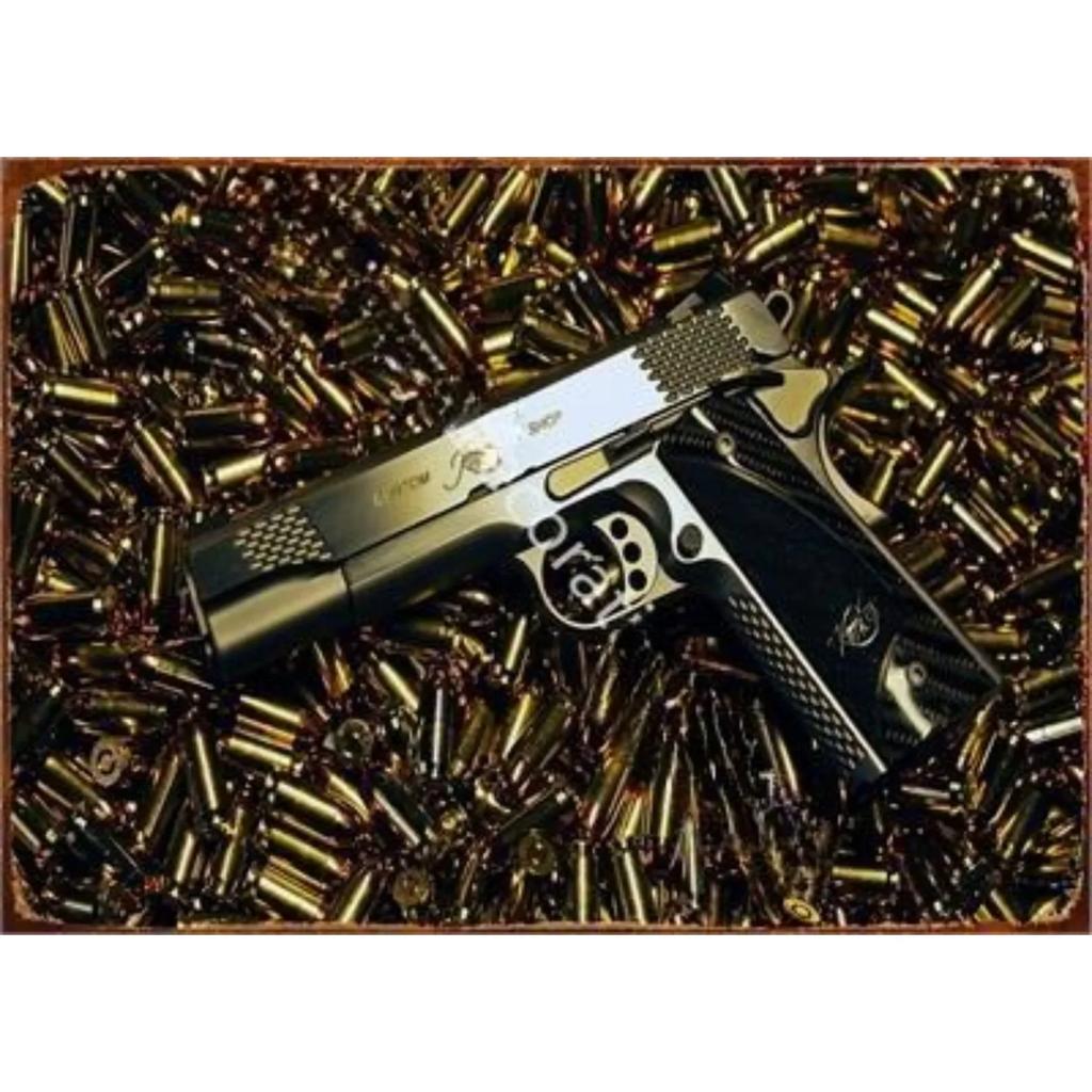 Vintage NEW Pistol HD Tin Painting Metal Sign Poster Home Living Room Bar Club Party Man Cave Art Wall Decorativ Iron Painting