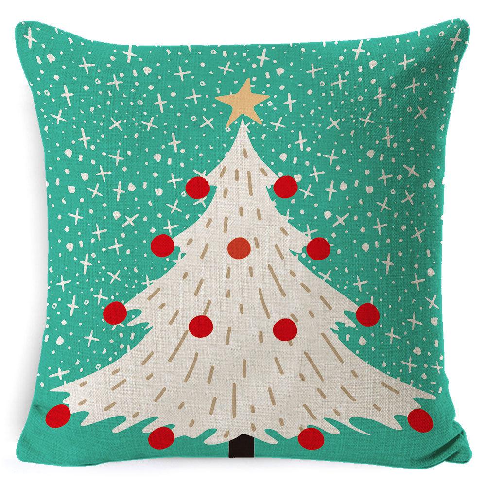 Christmas Celebration Pillow Elk Snowman Festive Cushion Cover Red Sofa Back Cushion Pillow Cover