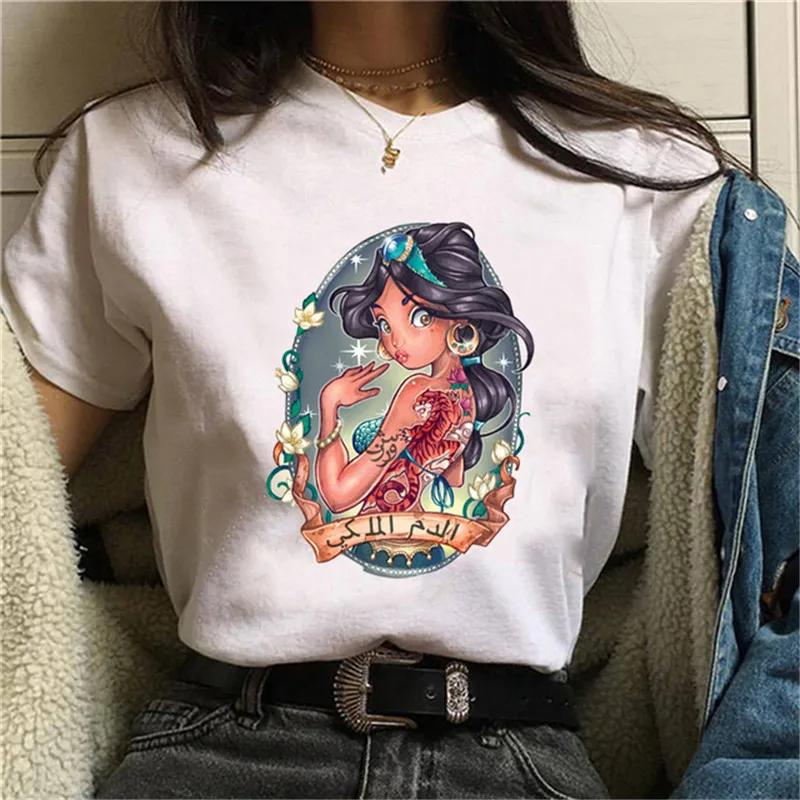 T-shirt Unisex New Punk Princess Jasmine Printed Fashion T Shirts 90s Kawaii Graphic Tops Harajuku O Neck Tee