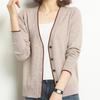 Women's Autumn V-neck Knitted Cardigan: Temperament Slimming Long Sleeve Wool Coat
