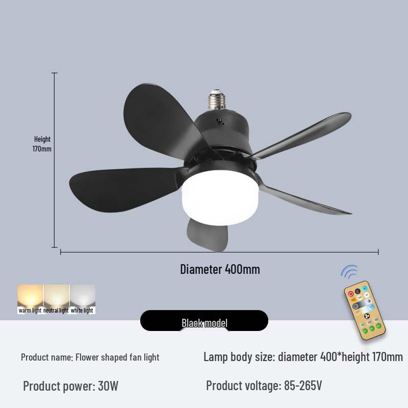 E27 Screw Base Ceiling Fan with Removable Blades and Light for Bedroom