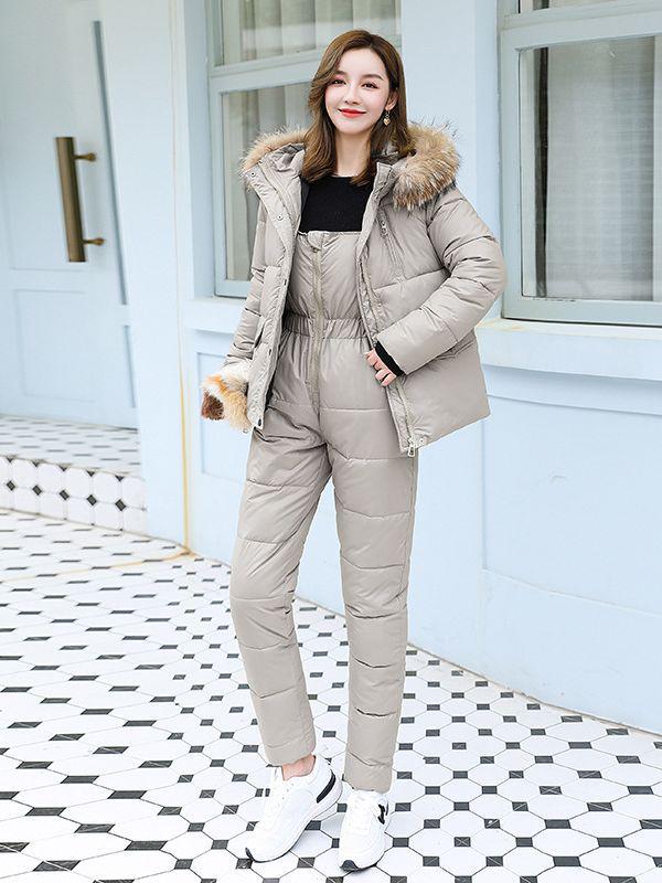 2023 Women's Winter Korean Style Down Cotton Two-Piece Set: Thickened Jacket & Outerwear
