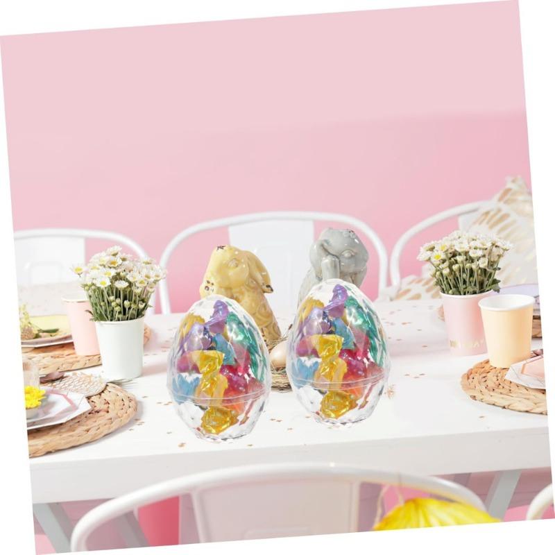 10Pcs Transparent Plastic Easter Egg Candy Boxes Chocolate Gift Packing for Easter Baby Shower Birthday Party Decor