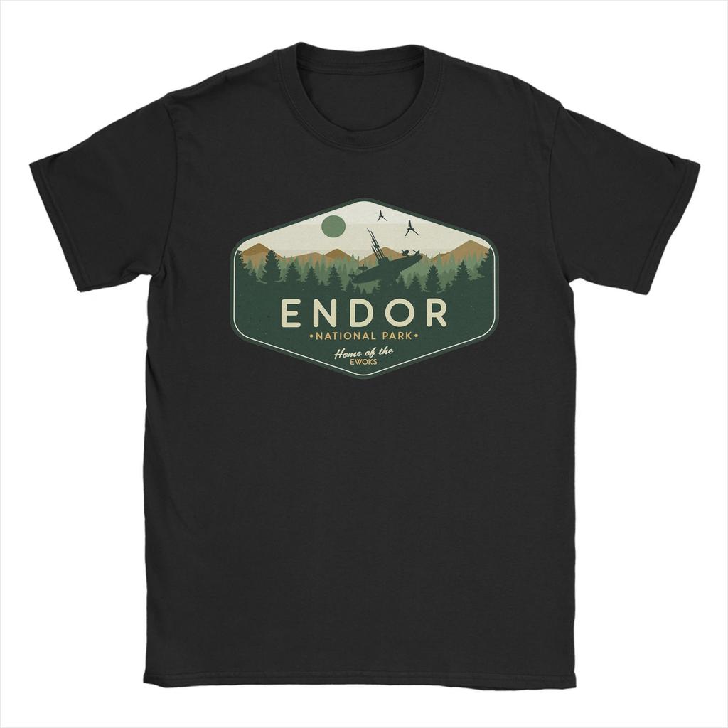 Endor Nationalpark Heimat der Ewoks T-Shirt für Herren Tatooines Baumwoll-T-Shirt O-Ausschnitt Kurzarm T-Shirt Geschenkidee Kleidung