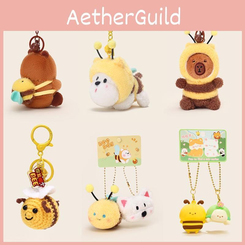 Bee Jinnew Capybara Plush Keyring With Vibrating Wings Bee Themed Doll Gift For