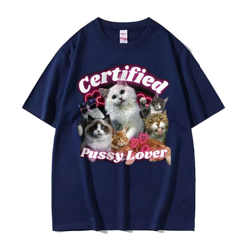 Funny Certified Cute Cat Lover Meme Tee Shirt Men Women Fashion Aesthetic Short Sleeve T Shirt Summer Casual Cotton T-shirt Tops