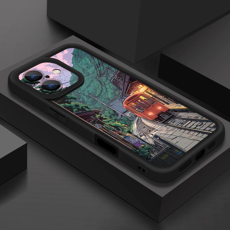 Para iPhone 13 Funda Diseño de Tren Marino de Anime Cubierta Suave de TPU Silicona Para iPhone 14 15 Pro Max 12 11 16e Funda iPhone 16 Pro Max