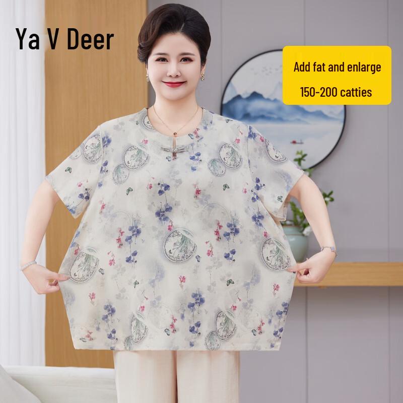 

Yalu Plus Size Women s New Chinese Style Summer Short Sleeve T-Shirt 8XL