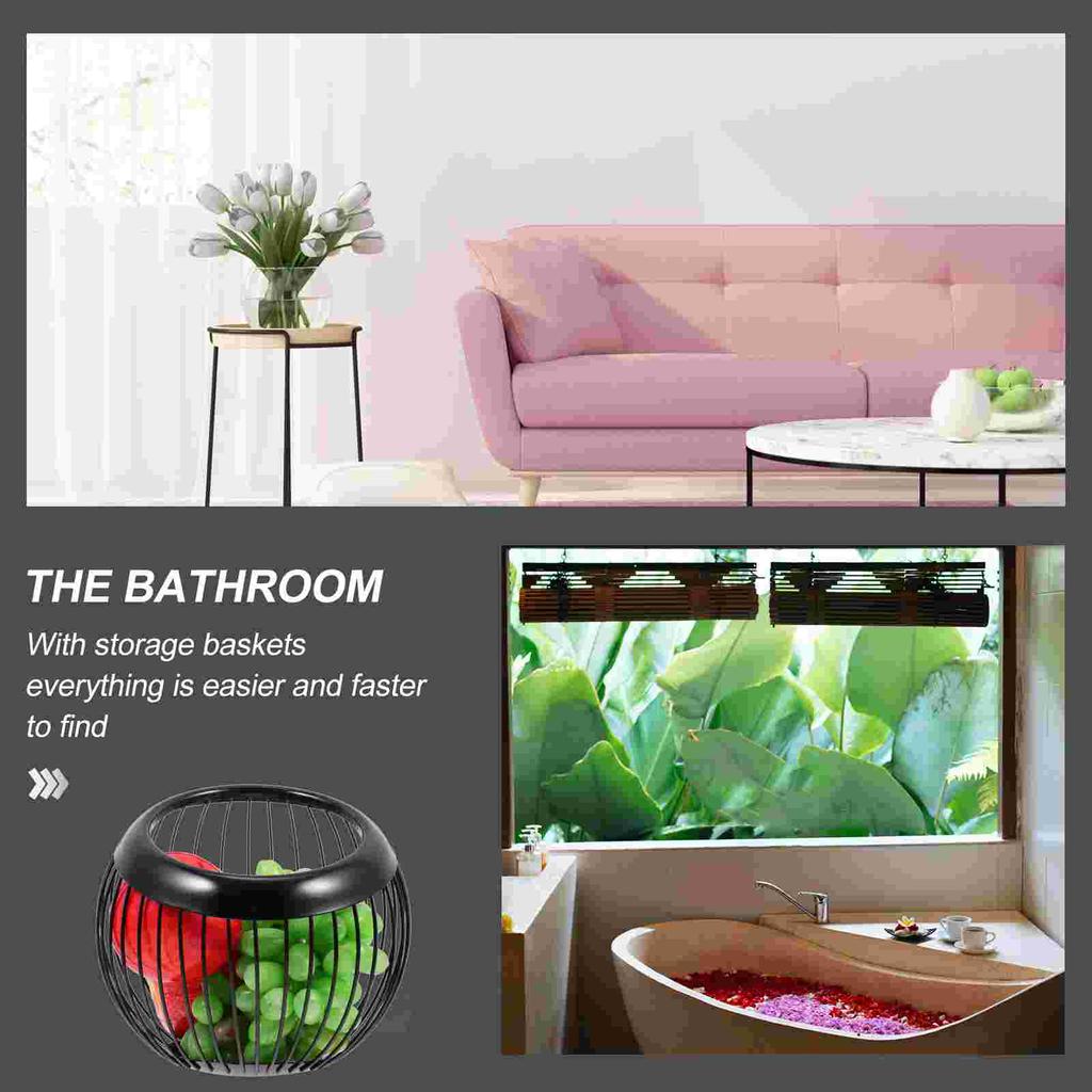 Metal Hollow Stainless Steel Fruit Plate Storage Baskets for Shelves Kitchen Round Restaurant Container