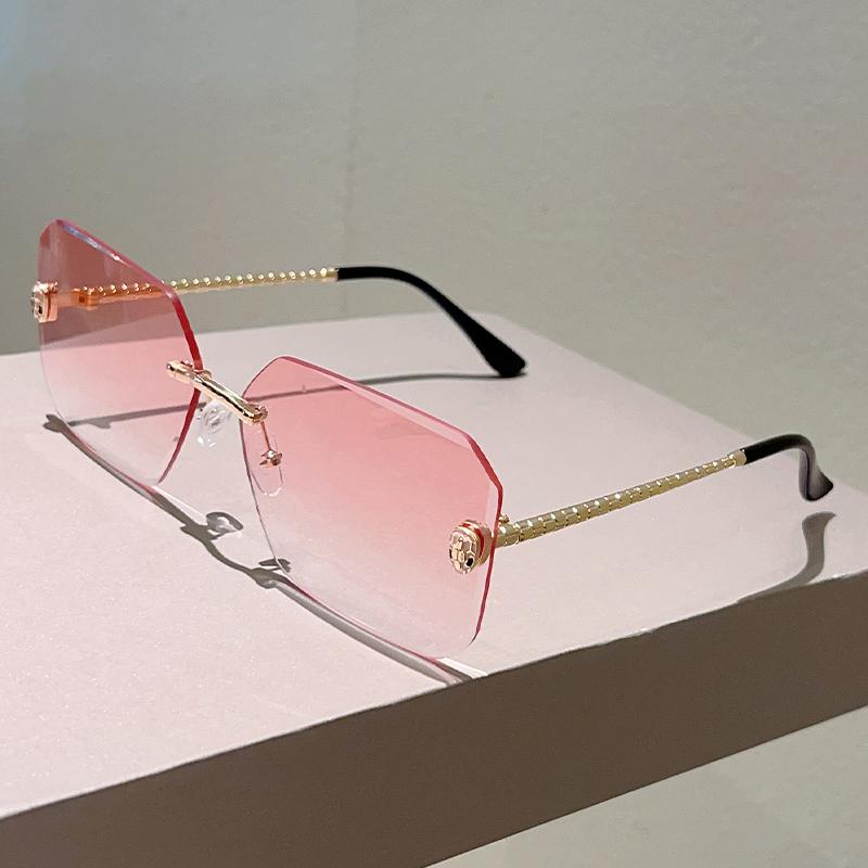 Rimless Square Sunglasses  New in Fashion Gradient Casual Sun Glasses Women Trendy Luxury Brand Design Decor Shades