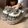 Thick-bottomed Cotton Slippers To Keep Warm In Autumn and Winter 2025 New Sweet Bow Indoor Home Fleece Thickened Outer Wear