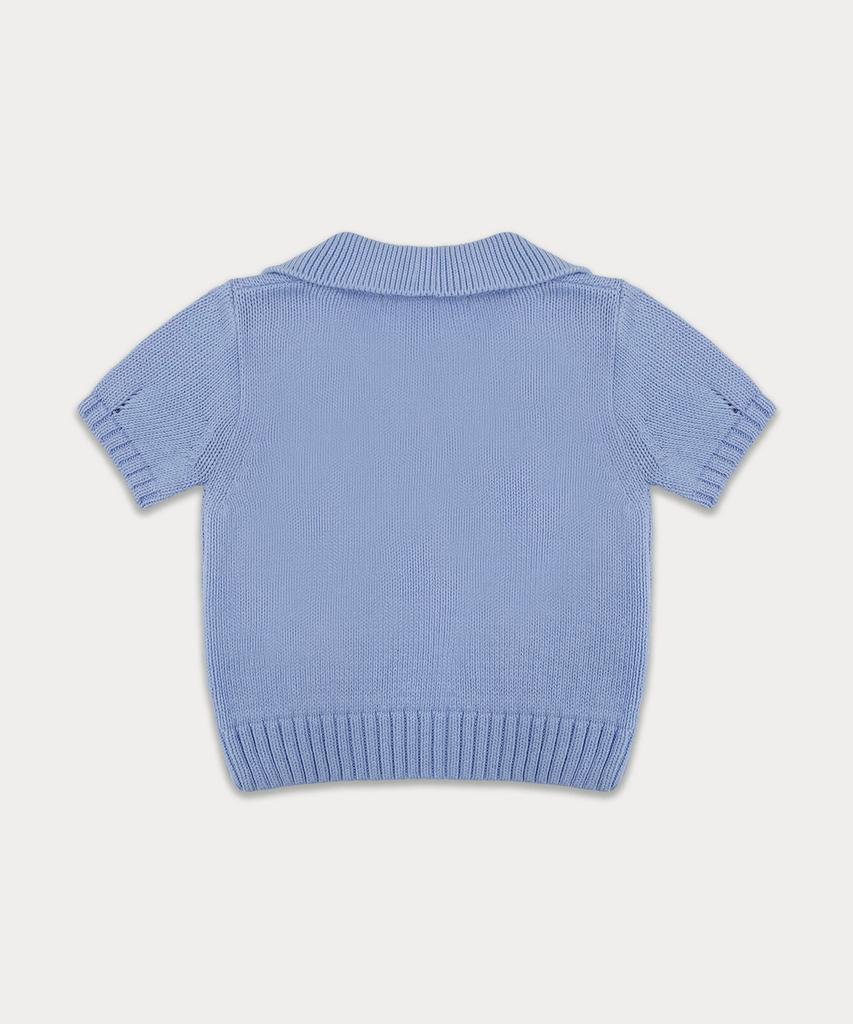 Sseomweeobeoteo Cotton Collar Pendant Knit - Blue