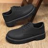 Men's Spring and Summer 25 Years of Versatile Daily Comfort Platform Lace-up Solid Color Fashion Sewing Line Men's Casual Leather Shoes